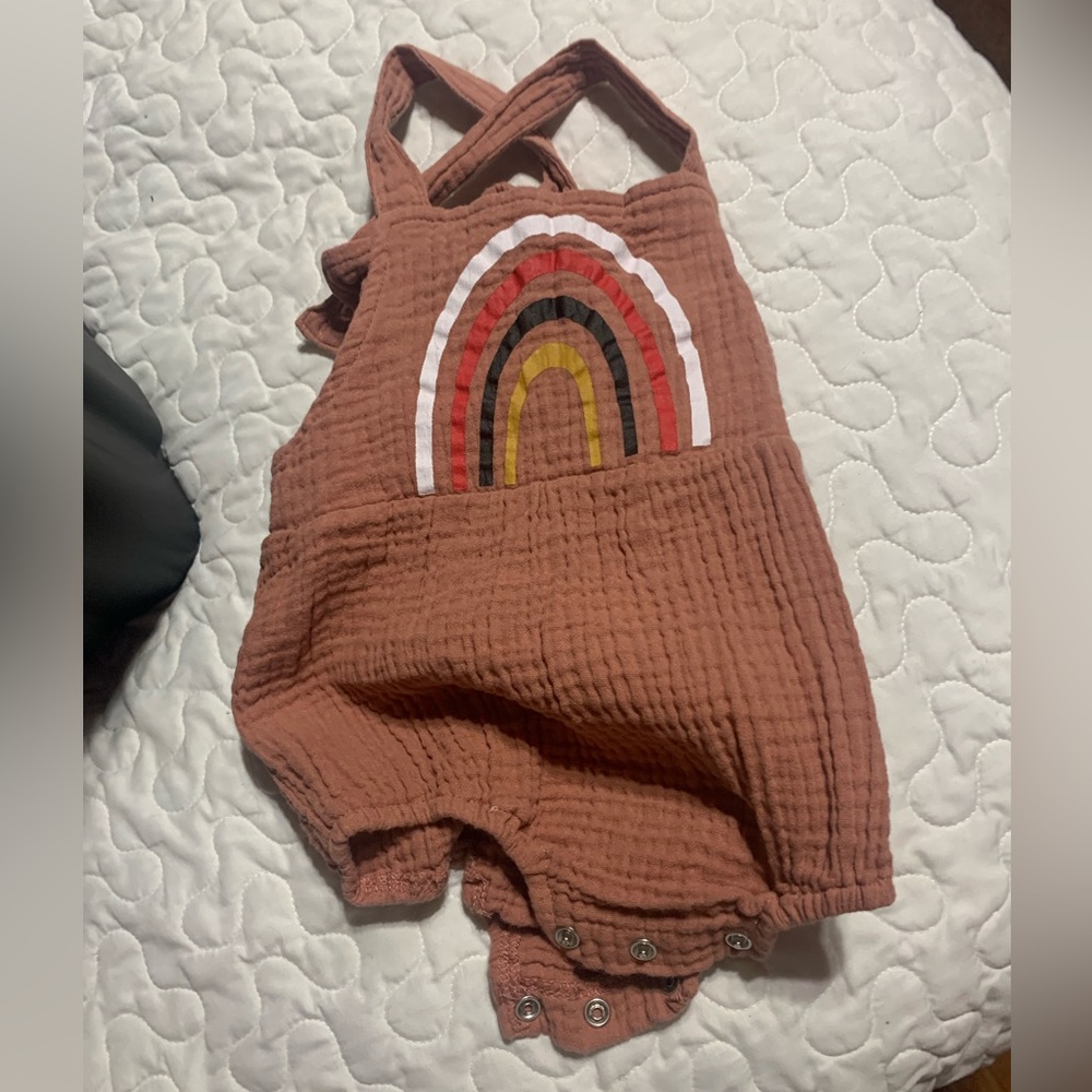 6-9 month Rainbow overall outfit